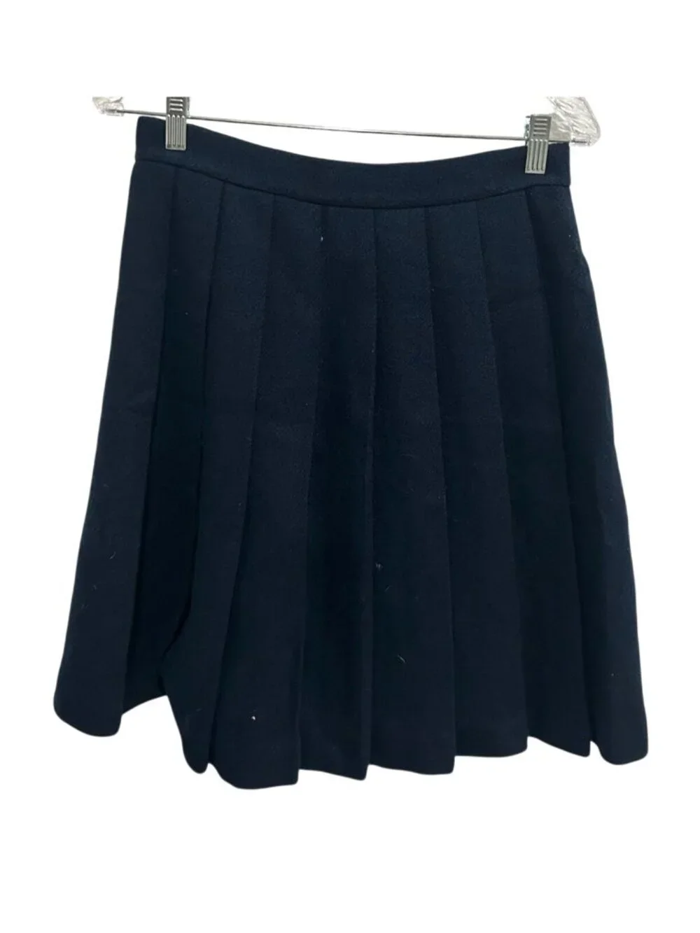 Kate Spade 6 Black Pleated Wool Lined Mini Skirt Side Buckle Retro Minimalist